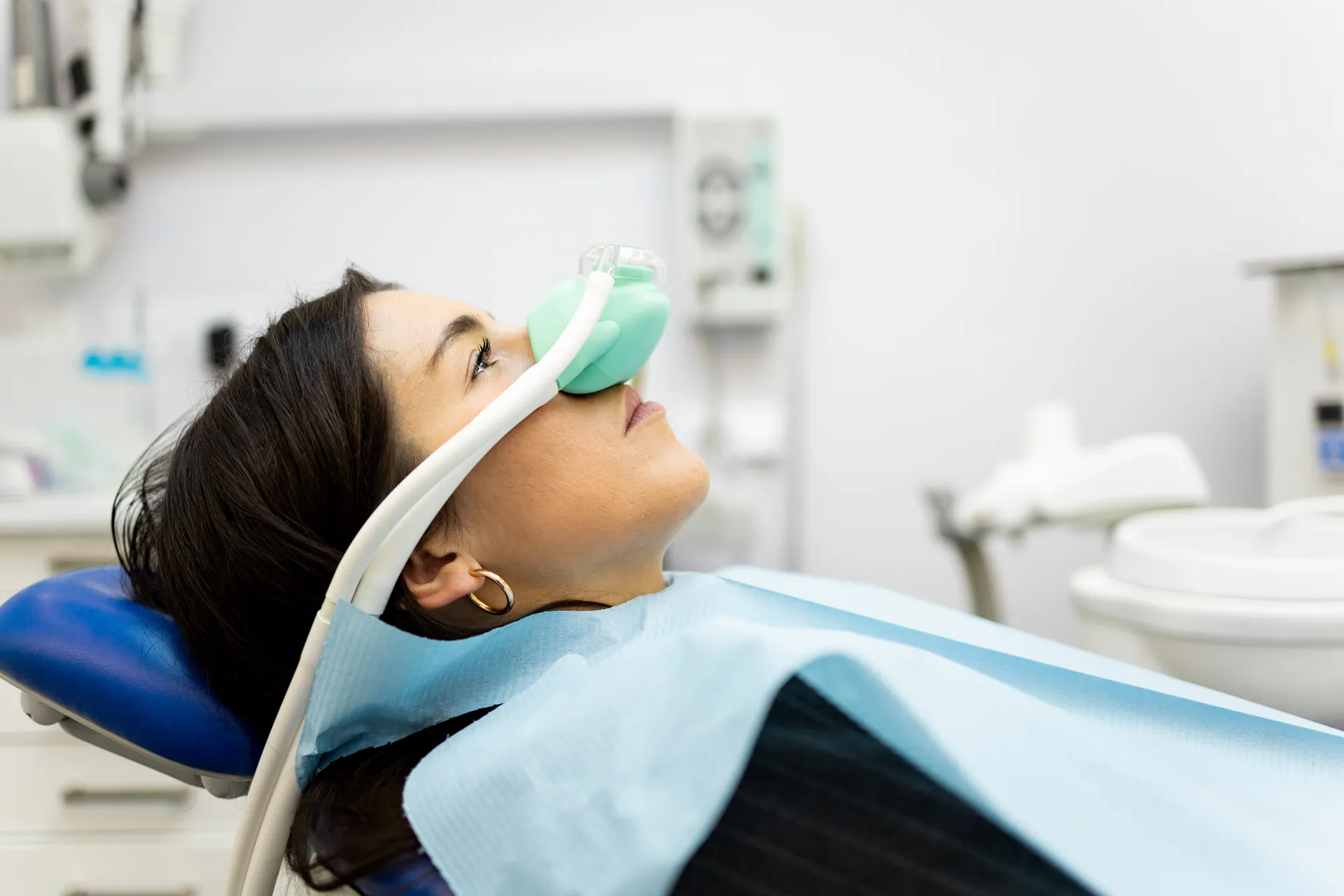 Patient receiving nitrous oxide sedation
